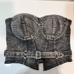 Fashion nova black denim strapless top | size L | like new